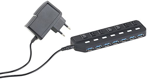 Xystec Aktiver USB-3.0-Hub mit 7 Ports, einzeln schaltbar, 2-A-Netzteil - 4