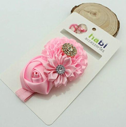 Baby's Headbands Girl's Cute Head Band Hair Bow Rose Crystal Flower,pink