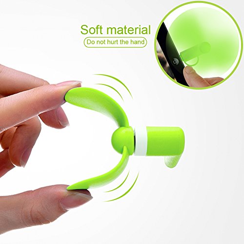 USB Ventilator Fan, Ubegood Mini Ventilator Phone Fan Cool Kühler drehbar Lüfter mit Zwei Blätter Fan 2 in 1 Portable Mini Fan für Andriod Smartphone , iPhone , iPad, Samsung, Powerbank – Grün - 4