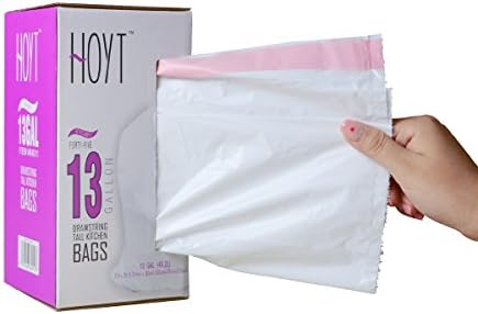 Strong Drawstring Bin Bags For Tall Kitchen, 49.2 Liters/13Gallon White,45 Count