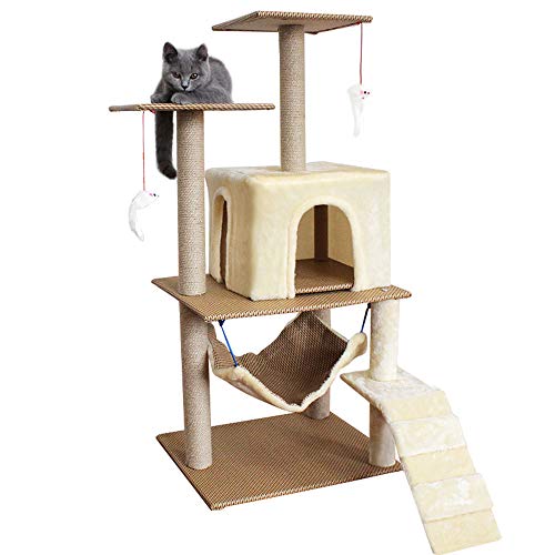 Preisvergleich Produktbild LKIHAH Katze Klettergerüst Pet Toy Multifunktionale Cat Klettergerüst,Heimtierbedarf Vier Jahreszeiten Verfügbar Rattan Katze Katze Klettergerüst Katze Villa Katzenstreu