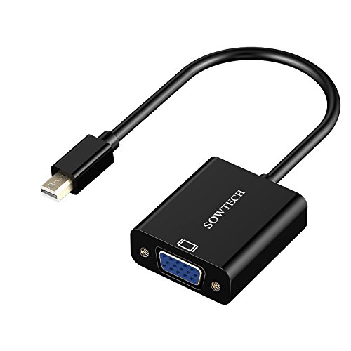 Mini DisplayPort auf VGA, SOWTECH Vergoldet Mini DP zu VGA (Male zu Female) Adapter Konverter für Macbook Air/Pro, Microsoft Surface Pro - Schwarz