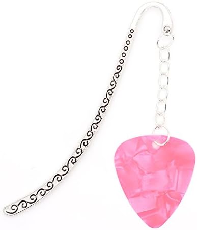 Guitar Pick Bookmark Silver Pink