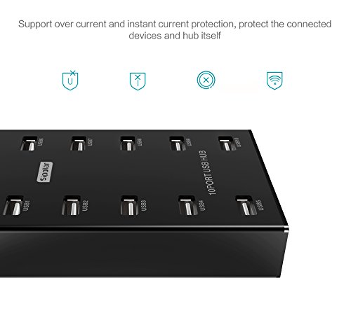 Sipolar A-300 10 Port USB 2.0 HUB für Bitcoin-Miner mit FÜHRTE Anzeige 12V 5A angetrieben - 6