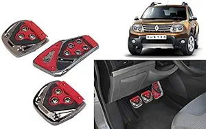 Selifaur - 3 Pcs Red Non-Slip Manual Car Pedals kit Pad Covers Set for Duster