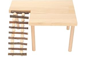 BAOFUYA Hamsterkäfig Plattform mit Beinen, Hamster Spielplattform aus natürlichem Holz mit Leiter für Hamster Rennmaus Chinchilla