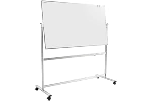 ALLboards Lavagna Bianca Magnetica Con Ruote 120x90cm Mobile con Doppia Superficie Cornice in Alluminio Scrivibile e Cancellabile a Secco