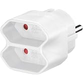 CABLEPELADO Double European Plug Adapter | Power Socket Splitter | European Connector | Type F CEE 7/7 | 250 V AC 50 Hz | Out