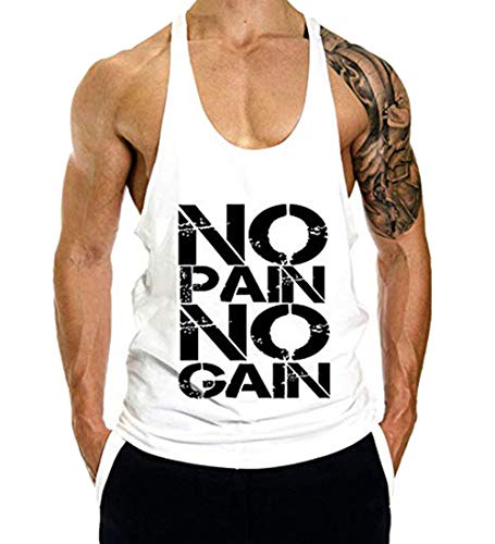 COWBI Homme Bodybuilding Tank Tops Stretchy Coton sans Manches Shirt Lâche Maillot de Corps Sport Blouse Fitness Jogging,M-XXL