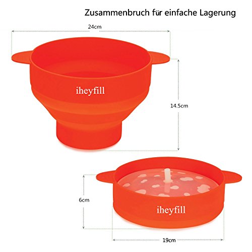 Popcorn Popper, Mikrowellen-Silikon Popcorn Maker, zusammenklappbare Schüssel mit Griffen - 3