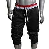 Sannysis Hombre de algodón Pantalones cortos Gimnasio Sport Jogging Pantalones (Negro, M)