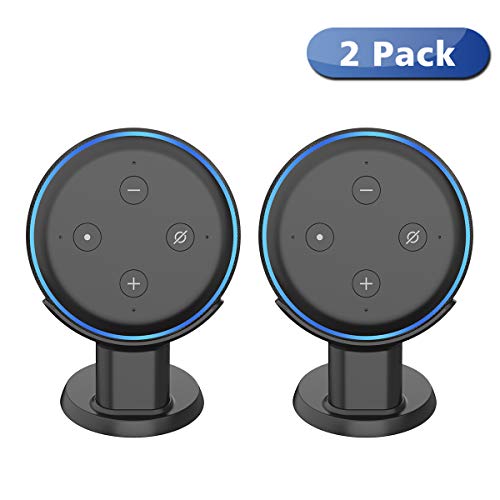HomeMount Soporte para Dot 3ra Generation - Soporte de Escritorio para Montaje, Mejora la Visibilidad y Apariencia del Sonido, Estuche de Seguridad Compacto en cocinas, baño, 2- Pack (Negro)