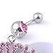 ELENXS Rhinestone LETTER Pendant Body Jewelry Barbell Belly Button Navel Ring Bar Piercing Pink
