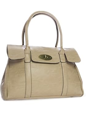 Big Handbag Shop Schultertasche aus Kunstleder mit Drehschloss, Designer-inspiriert