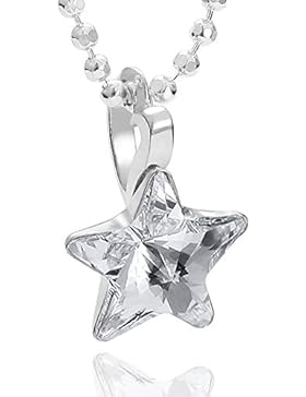 butterfly Mädchen Halskette echt Silber original Swarovski Elements Stern-Anhänger farblos längen-verstellbar...