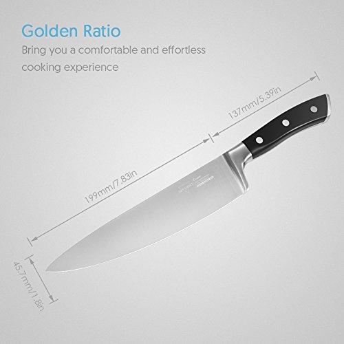 SKY LIGHT Kochmesser Profi 20 CM Küchenmesser Allzweckmesser Chefmesser Schärfsten Klinge Hochkohle Rostfreier Stahl Rutschfest Griff Köche Messer zum Schneiden Hacken - 6