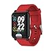 Produktbild TechFort Smart Watch, Wristband Fitness Tracker, Heart Rate Monitor Blutdruck-Armband E04 Band ECG/PPG Wasserdicht,Red