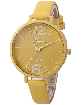 winwintom Candy Farbe Faux Leder Analog Quarz Armbanduhr gelb