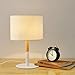 Produktbild SHDT Moderne einfache Holz Tischlampe mit runden Stoff Augenfreundliche Leselampe Schreibtisch Lampe Nachttischlampe , Weiß , 400