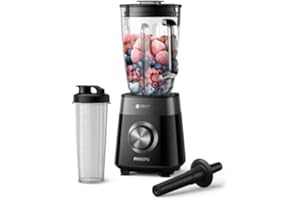 Philips Serie 5000 Batidora - Motor de 1200 W, tecnología ProBlend Plus, vaso para mezclar y listo, piezas aptas para lavavajillas, capacidad de 2 L, negro (HR3031/00)