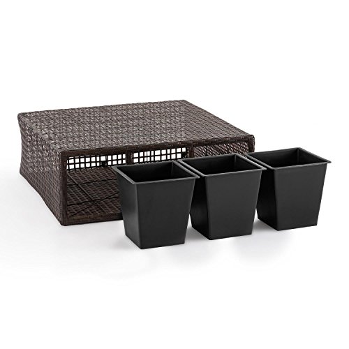 Blumfeldt Primaflor Hydro Pflanzkübel Blumenkasten (37 x 76 x 37 cm, Rattanoptik, integriertes Bewässerungssystem, Wasserstandsanzeiger, 1,5 kg Drainage-Granulat) schwarz - 5