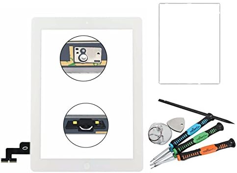 Trop Saint® White Touch Screen Glass for iPad 2 - Front panel Digitizer with Home Button, Adhesive and Frame Joint (For Models - A1395, A1396, A1397)