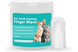 coldchill Pet Teeth Cleaning Finger Wipes, Remove Bad Breath by Removing Plaque and Tartar Buildup, No Rinse Dogs & Cats Finger Toothbrush, Disposable Gentle Cleaning Care Pet Wipes, 50 Counts