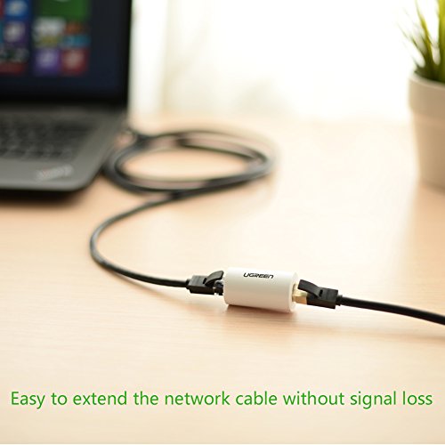 UGREEN Cat6 Netzwerkadapter RJ45 8P8C Netzwerkkabel Verbinder Kupplung Netzwerkkoppler geschirmt Buchse auf RJ45 Buchse Blitzschutz Rund Weiß (Zehn Stücks) - 3