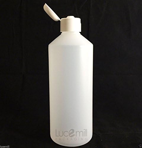 10x 500mL NATURAL HDPE PLASTIC BOTTLES w/ White Flip Top Lids