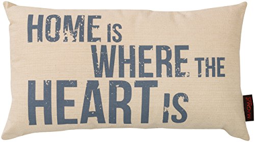 Zierkissen Emotion 30x50 cm Home is where the Heart... aus der Serie Zitate Emotion im angesagten Siebdruck (kuschelig gefüllt) Farbe 071 Beige