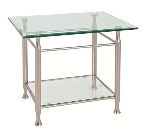 Satin Steel & Bevelled Edge Glass 'Milano' Table Range (Coffee Table 39820)