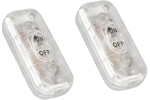 Helunsi Inline Switch 2 Pcs, Clear Lamp Cord Button Torpedo Switch, Rated 6A 250V ON OFF Electrical Wire Appliance Rocker Switches, Repair Replacement Control Power Cable Plug Desk Table Light Parts
