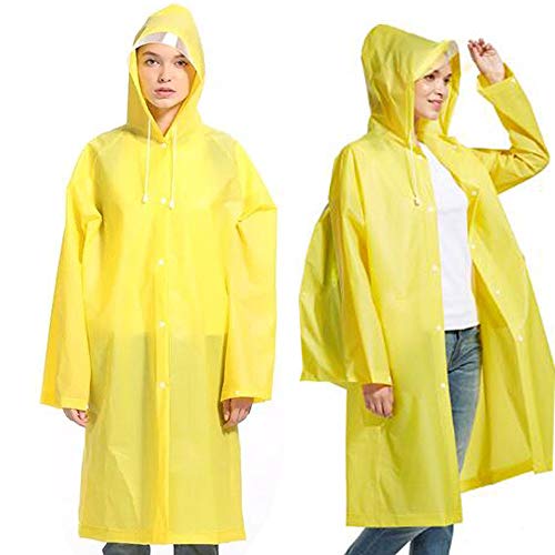 Phego Regenponcho,Regenjacke Wasserdicht Atmungsaktiv Regencape tragbarer Regenmantel mit Lange Regenschutz (Gelb, L)