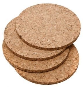 4 Set of 4 Inch Round Coasters with Natural Cork Finish Design by Franmara