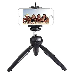 YT-228 Mini Tripod with Universal Mobile Attachment Uses for Vlogging, Video Shooting, Photography YouTube etc Compatible with All Mobile Phones, Action & DSLR Camera's - (Black)