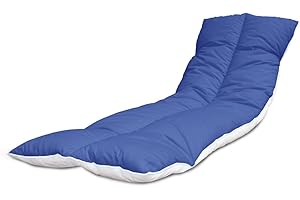 Lancashire Bedding Sun Lounger Cushion 190x60 cm Polycotton Comfy Recliner Garden Chair Pad with Elasticated Straps, Durable Outdoor Sunbed Replacement Cushion (Royal Blue, Pack of 2)