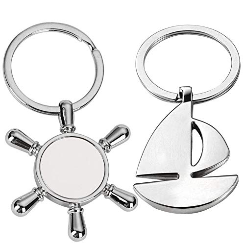 BESYZY Metal Portachiavi 2 PCS Timone dello sterzo marinaio marittimo nave Portachiavi con Ciondolo Anello Porta Chiavi in Acciaio Inossidabile