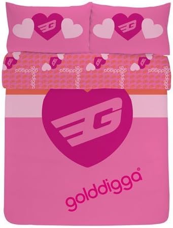 Golddigga 'Pink Banded Heart' Double Designer Bedding Set - Great Children's Gift Idea