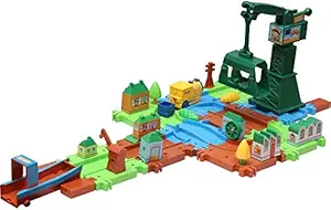 Webby City Construction 01 Train Set with Cargo Ship Dock, Movable Crain, Multi Color