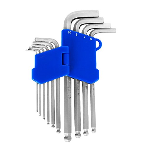 S&R Innensechskantschlüssel Satz 10-tlg HX mit Kugelkopf, lang, HX 1,5; 2,0; 2,5; 3,0; 4,0; 5,0; 6,0; 7,0; 8,0; 10,0 mm, in Kunststoffclip - 3