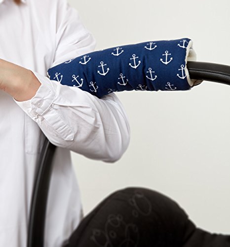 Preisvergleich Produktbild KraftKids Armschoner Babyschale weiße Anker auf Dunkelblau Babyschale Armpolster