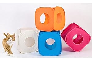 MY PLANET Pop Up Play Pet Cat Kitten Cube Tunnel Strong Box Fun Fold Away Animal Toy (Pink)