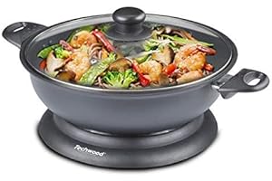 Techwood TWF-306, Wok Eléctrico, 3,5 L, Potencia 1400W, Negro