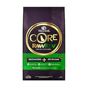 Wellness CORE RawRev Natural Grain Free Dry Dog Food, Wild Game Duck, Wild Boar & Rabbit with Freeze Dried Lamb, 18-Pound Bag