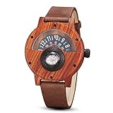 gorben Kompass Plattenspieler Herren Armbanduhr Holz Rindsleder Riemen Leder handgefertigt natur Holz Uhren Quarz Sport Armbanduhr Geschenk-Box