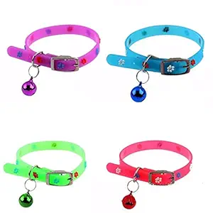 THE DDS STORE Adjustable Multiple Colors Heart Style Pet Dog Rubber Silicone Cat Collar with Bell Puppy Collar Training Collar (Pack of 1) (Sky Blue)