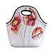 Produktbild Portable Bento Lunch Bag,Poppy,Watercolors Vibrant Poppies Graphic Peace and Death Symbol Flower Sedative Plant Print,Red White,for Kids Adult Thermal Insulated Tote Bags
