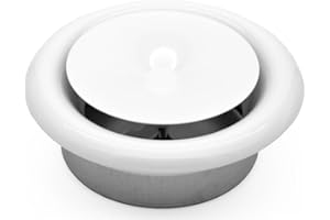 H&C VENT verstellbares Tellerventil - runde Stahl Abdeckung & Belüftung mit verstellbarem Diffusor - Lüftungsrohr Ventil & Lüftungsgitter Abzug, Abluftroh (Zuluf I Metall I Weiß, Ø 80 mm)
