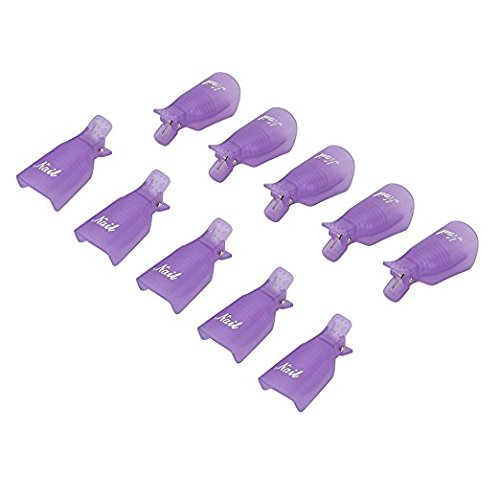10 Stück Nagel Kunst tränken weg Cap Clip, UV Gel Polish Remover Wrap-Werkzeug,Professionelle Kunststoff-Acrylnagel Auferstehung Sets Nail Clip Resurrection Finger setzt Nagel-Sets Maniküre Werkzeuge (Lila) - 2