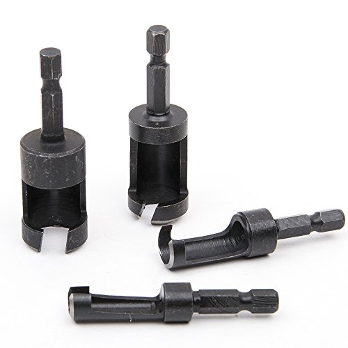 Fortag 4 tlg Zapfenbohrer Bohrer Set Pfropfenbohrer Cutter Drill Forstnerbohrer Schneidesatz Dübel Zapfenfräser Zapfenschneider Holzbohrer Satz 6mm-16mm
